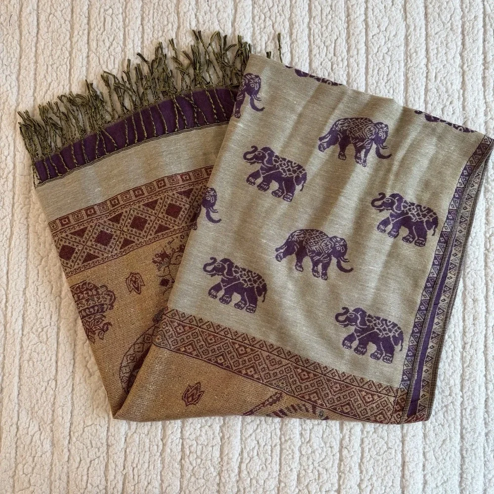 Pashmina‎ Women's Shawl Scarf 100% Cashmere Shawl Multicolor Elephant Fringe